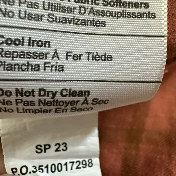 Carhartt Large Relaxed Rugged Flex Button Up Shirt Mens Orange Plaid Workwear - Picture 14 of 14